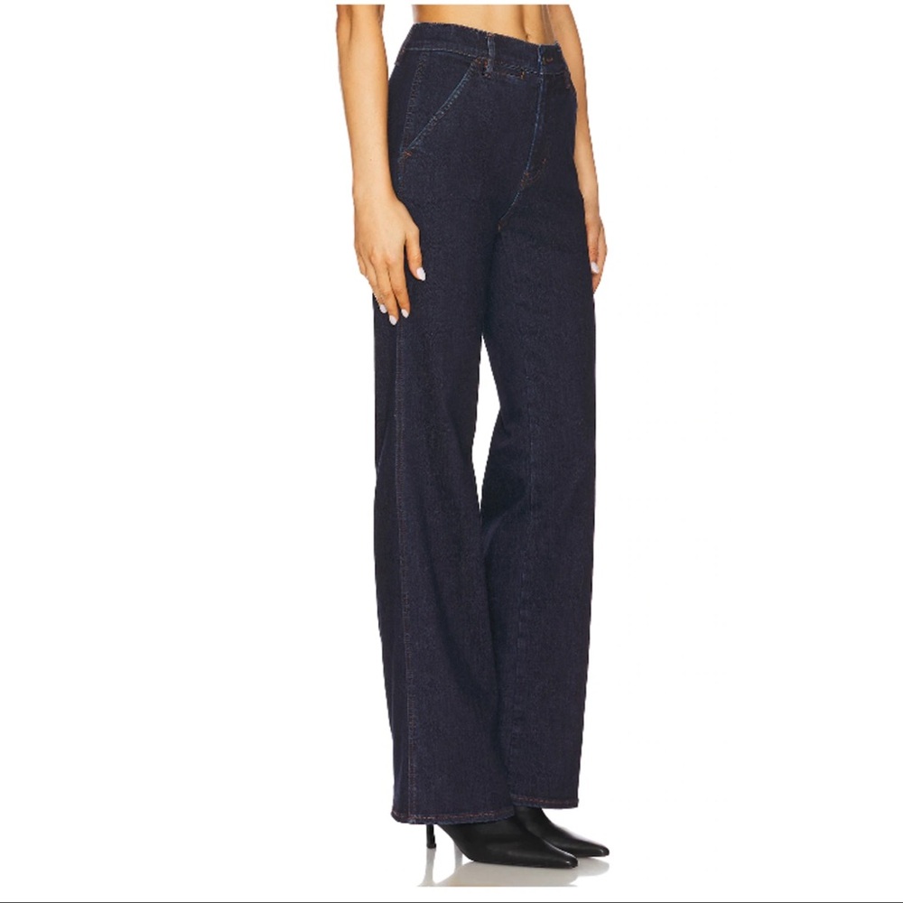 Veronica Beard Crosbie Indigo Rinse High-Rise Wide-Leg Trousers Jeans 28 Dark - Picture 2 of 12
